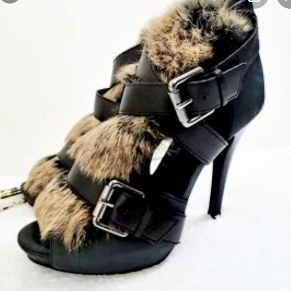 Ash Shoes - ASH 🔥 Glam Leather RabbitFur Stiletto Heels 8.5